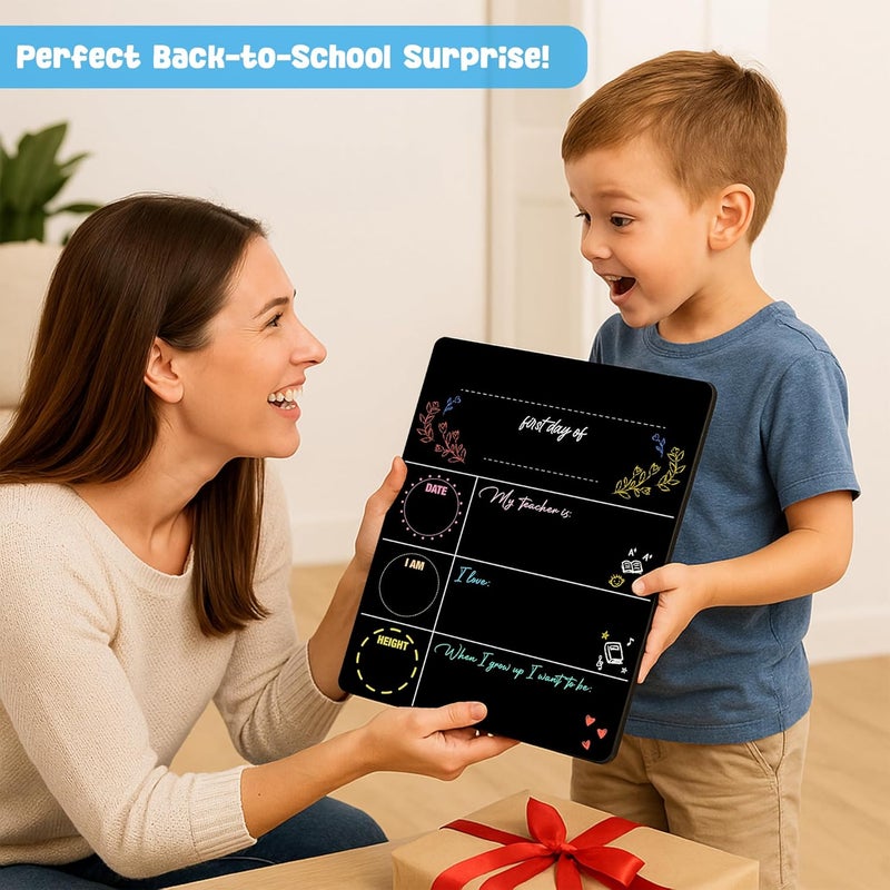 Musemory First and Last Day of School Chalkboard Sign for Kids, Reusable School Photo Prop with Chalk Surface, First Day of Kindergarten Preschool Board, Back to School Sign - Image 5